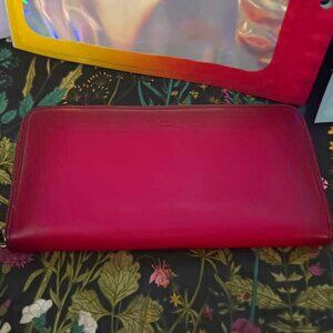 Coach Long Leather Wallet Hot Pink Accordion Zip 54812
